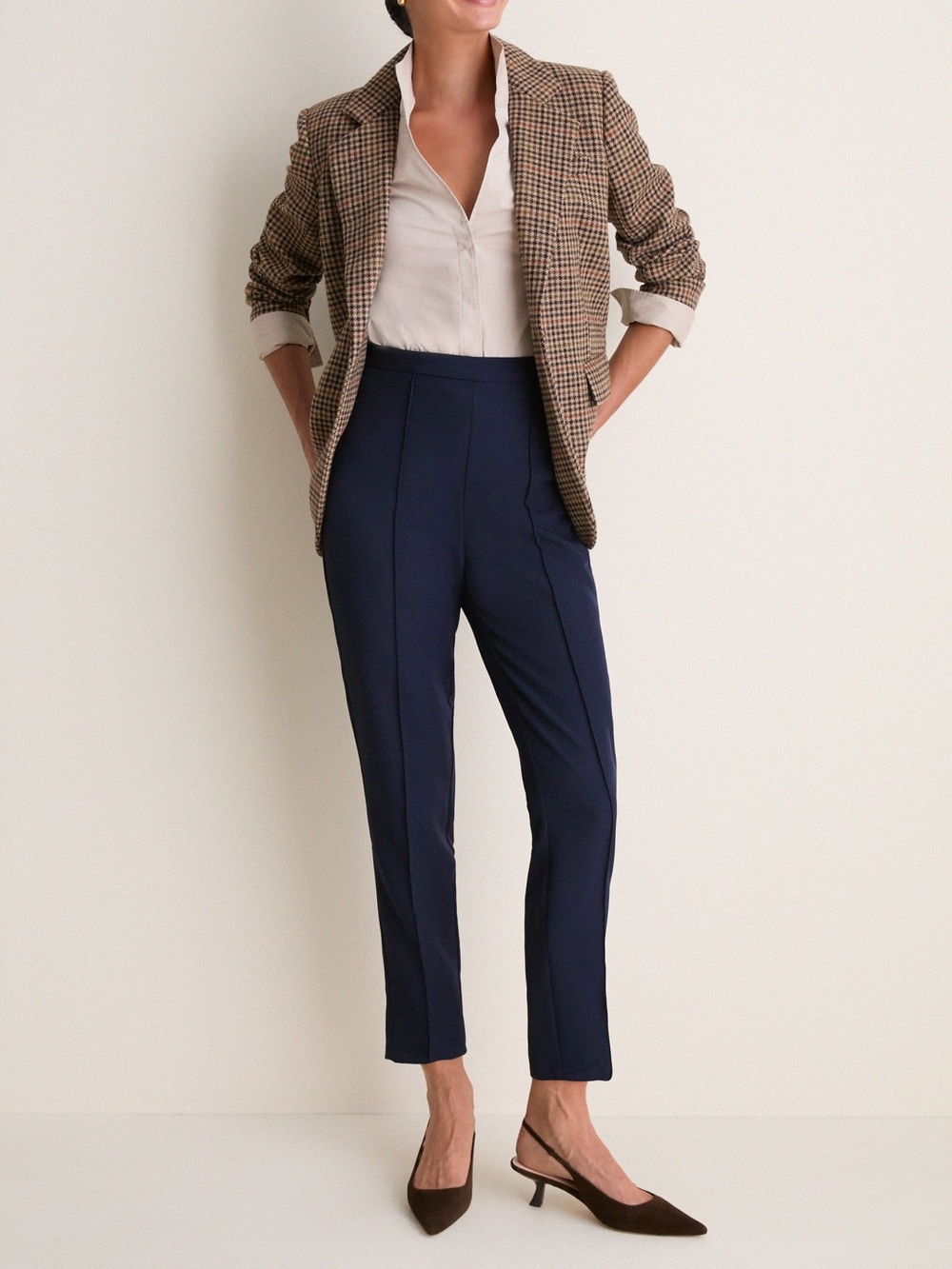 NWT Tuckernuck Navy Blue Audrey Pants Pleated Slim Leg Size 0